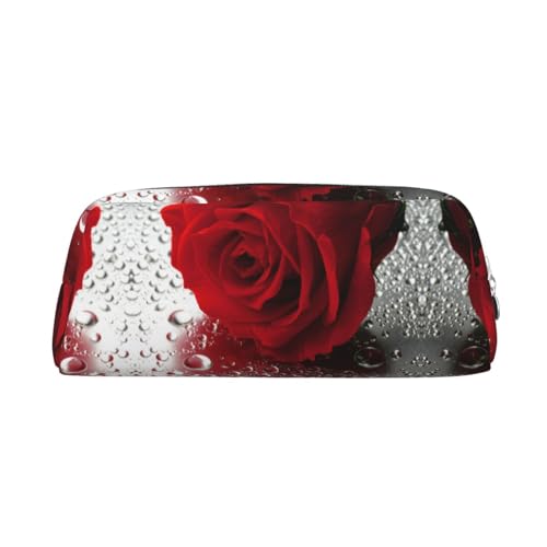 KSANNNS Rote Rose Blume gedruckt einfache tragbare Schreibwarentasche leicht und geräumig Schule Büro Schreibwaren Aufbewahrungsbox, silber, Einheitsgröße, Kosmetiktasche von KSANNNS