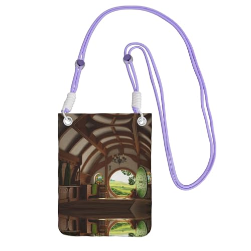 KSANNNS Schöne Village kompakte und leichte bedruckte Kuriertasche ist geeignet für tägliche Reisen, Pendeln und Einkaufen, violett, Einheitsgröße KSANNNS Schöne Village kompakte und leichte bedruckte Kuriertasche ist geeignet für tägliche Reisen, Pendeln und Einkaufen, violett, Einheitsgröße von KSANNNS