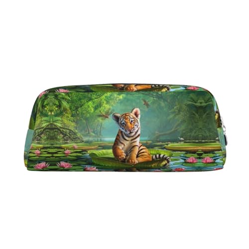 KSANNNS Tiger und Lotusblumen bedruckte einfache tragbare Schreibwarentasche, leicht und geräumig für Schule, Büro, Schreibwaren-Aufbewahrungsbox, silber, Einheitsgröße, Kosmetiktasche KSANNNS Tiger und Lotusblumen bedruckte einfache tragbare Schreibwarentasche, leicht und geräumig für Schule, Büro, Schreibwaren-Aufbewahrungsbox, silber, Einheitsgröße, Kosmetiktasche von KSANNNS