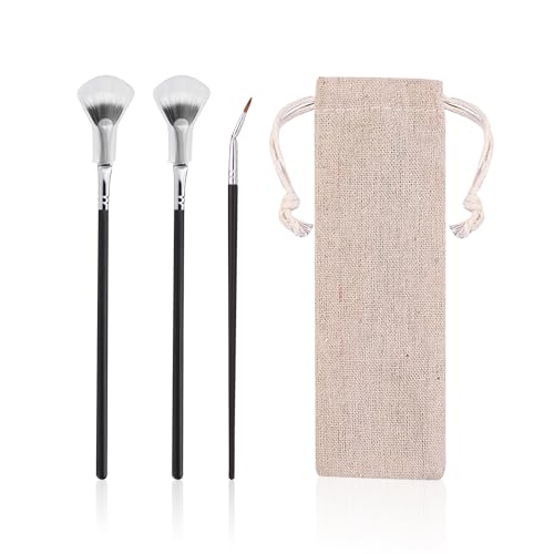 2 Fächerförmige Wimpernbürsten Mit Schutzhüllen, 1 Ellenbogen-Eyeliner-Pinsel, 1 Samtbeutel, Faltbare Wimpernbürste, Tragbare Wimpernbürste, Fächerförmige Make-up-Set-Werkzeuge von KSBBHDS