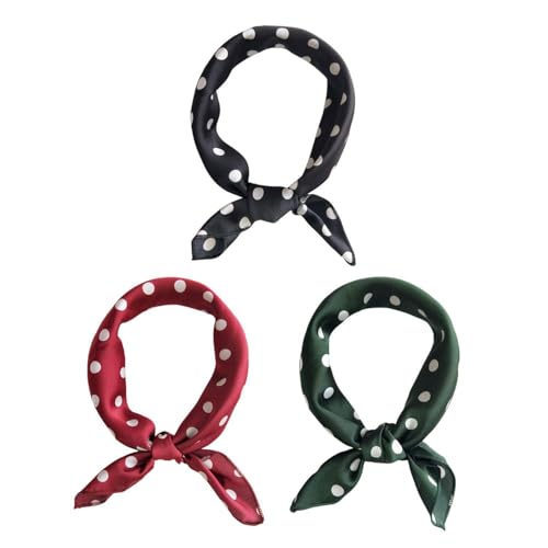 KSBBHDS 3 Stücke Polka Dot Square Schal, Retro Classic Seidenschal, Frauenkleidung Accessoires, Eleer Dekorativer Seidenschal. von KSBBHDS