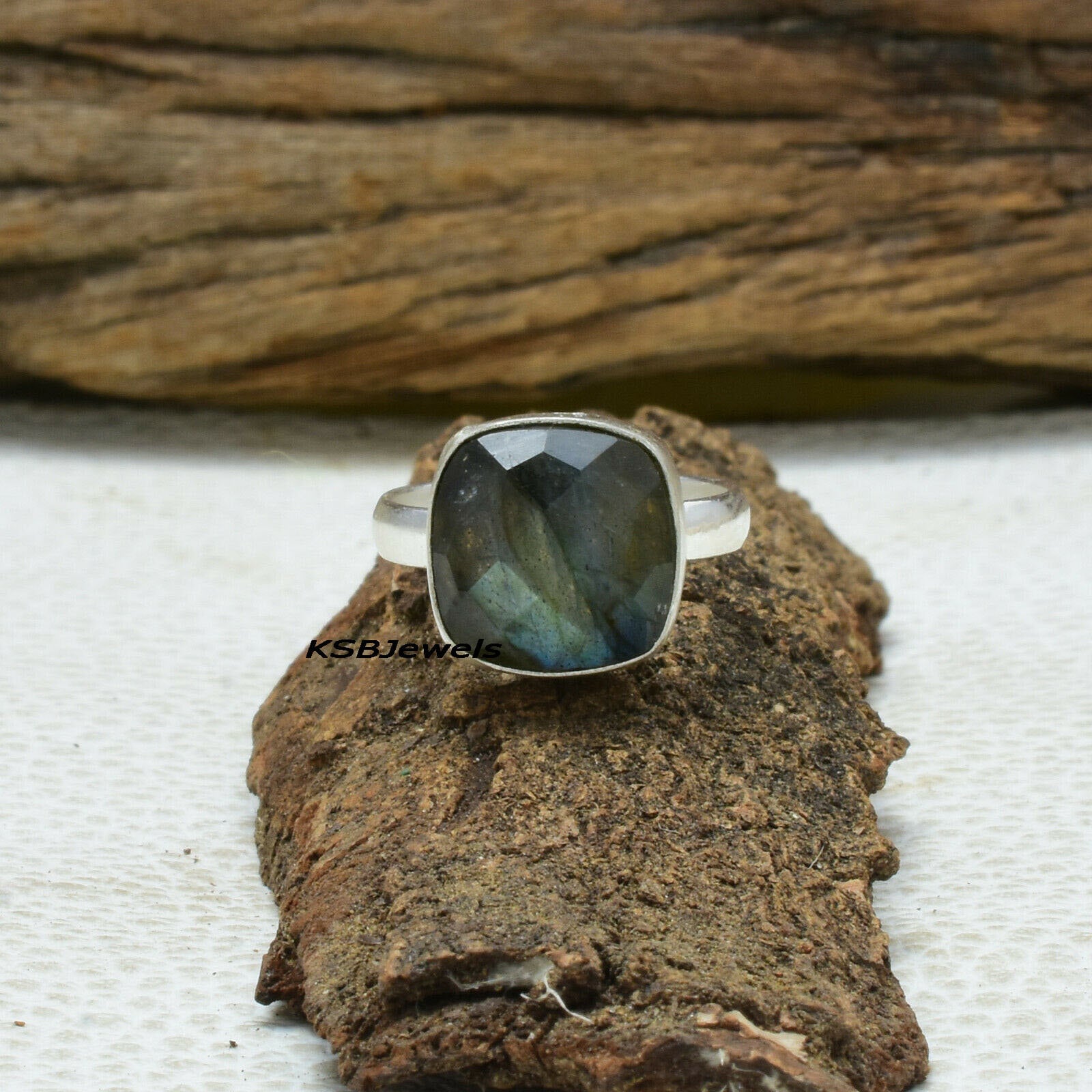 Echter Labradorit Ring, 925 Sterling Silber Statement Blue Fire Edelstein Handgemachter Zierlicher Valentine von KSBJewels