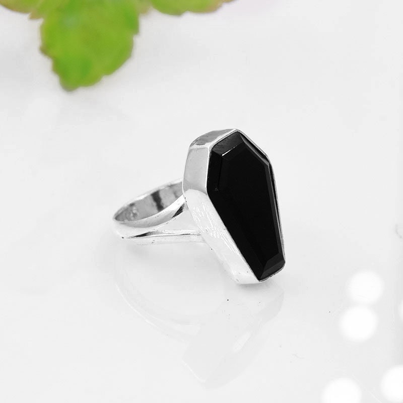 Schwarzer Onyx Ring, Sarg 925 Sterling Silber Handgemachter Stein Geschenk Für Sie, Statement Valentine von KSBJewels