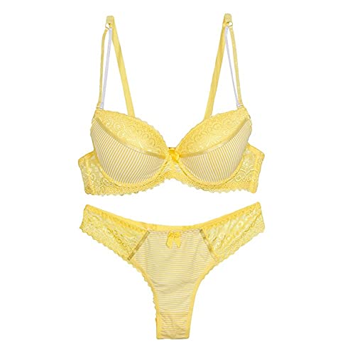 KSDFIUHAG Erotische Kleider Fun-Unterwäsche Spitzen Dessous Set Sexy Junge Frauen Unterwäsche-Gold_85D von KSDFIUHAG