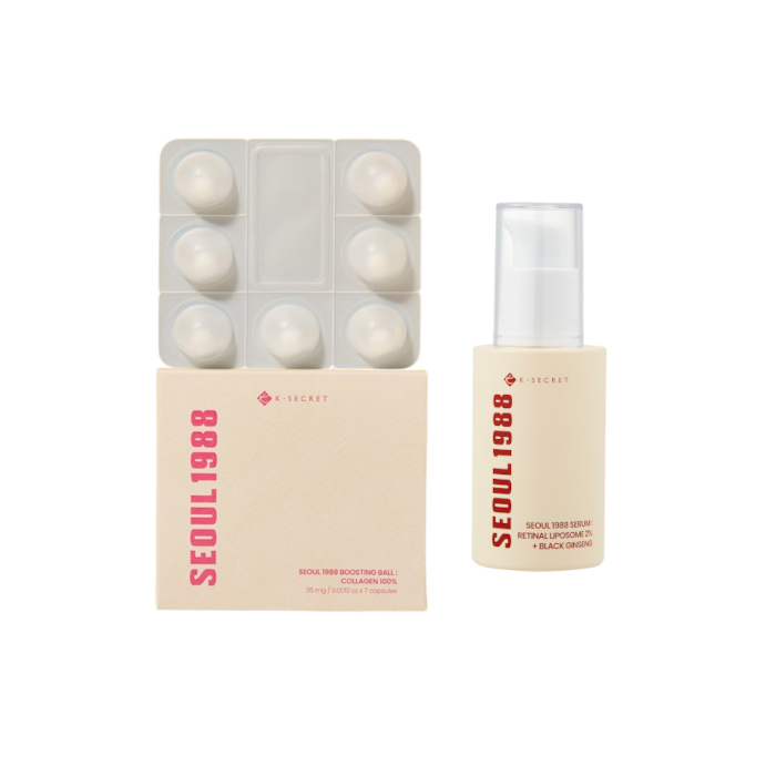 KSECRET - SEOUL 1988 Boosting Ball - 35mg x 7 (1ea) X Serum : Retinal Liposome 2% + Black Ginseng - 30ml (1ea) Set von KSECRET