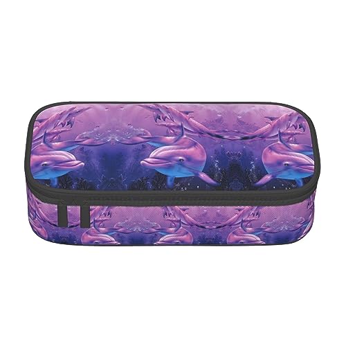 KSEFXXPKA Delfin-Kunstdruck-Federmäppchen, geräumige Oxford-Tuchaufbewahrung mit mehreren Fächern, Schwarz , Einheitsgröße, Kinderrucksack KSEFXXPKA Delfin-Kunstdruck-Federmäppchen, geräumige Oxford-Tuchaufbewahrung mit mehreren Fächern, Schwarz , Einheitsgröße, Kinderrucksack von KSEFXXPKA