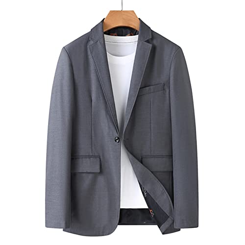 KSFBHC Männer Business Casual Blazer Anzug Jacke Kleid Arbeitskleidung Übergroße Mäntel Männlich (Color : Grey, Size : 6X-Large) von KSFBHC