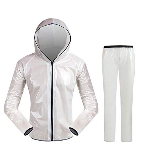 KSFBHC Radfahren Regenjacke Fahrrad Fahrrad Mann Regenmantel Frauen Reiten Regenwaren Outdoor Sport Regenschutz Motorrad Regenanzug Fahrrad Kleidung (Color : White, Size : XXL) von KSFBHC