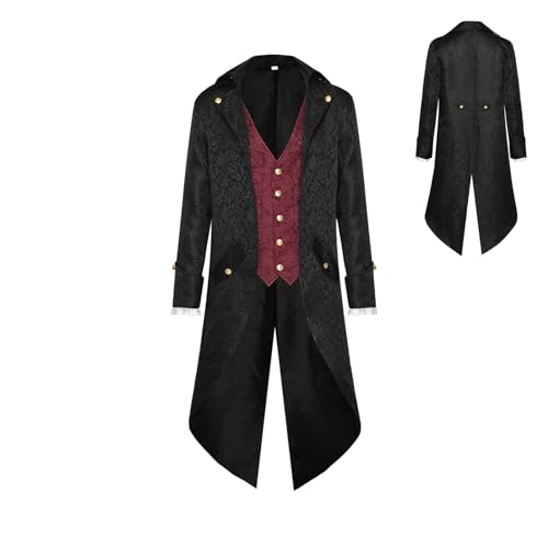 KSHSAA Viktorianische Jacke Herren | Gehrock Viktorianischer Frack | Smoking Gothic Cosplay Kostüm für Karneval Fasching Halloween , weinrot, XXL KSHSAA Viktorianische Jacke Herren | Gehrock Viktorianischer Frack | Smoking Gothic Cosplay Kostüm für Karneval Fasching Halloween , weinrot, XXL von KSHSAA