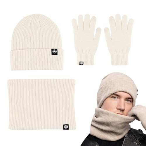 Set aus Mütze und Schal für Damen - Warmes Mützen-Schal-Handschuh-Set - Warme Fleece-Mütze, Beanie-Handschuhe für kaltes Wetter, Schal zum Skifahren, Camping, Snowboarden Kshsaa von KSHSAA