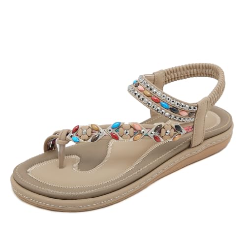 KSHUN Flache Damen-Sandalen, elegant, lässig, Sommer, flache Flip-Flops, bequeme Sandalen, böhmische flache Schuhe, #1-apricot, 38.5 EU KSHUN Flache Damen-Sandalen, elegant, lässig, Sommer, flache Flip-Flops, bequeme Sandalen, böhmische flache Schuhe, #1-apricot, 38.5 EU von KSHUN