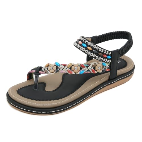 KSHUN Flache Damen-Sandalen, elegant, lässig, Sommer, flache Flip-Flops, bequeme Sandalen, böhmische flache Schuhe, #1-schwarz, 38.5 EU KSHUN Flache Damen-Sandalen, elegant, lässig, Sommer, flache Flip-Flops, bequeme Sandalen, böhmische flache Schuhe, #1-schwarz, 38.5 EU von KSHUN