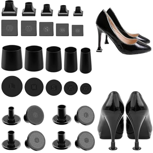 KSJEHW 14 Paar High Heel Protektoren, High Heel Protection, Absatzschoner Stöckelstulpen Fersenschutz, Absatzschutz High Heel Schutz Protectors für die Schuhe Stiletto(Schwarz) von KSJEHW