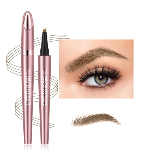 3D Microblading Augenbrauenstift, Upgrade Magie Microblading Eyebrow pen mit 4 Gabelspitze, Augenbrauenstift Wasserfest für Kann Leicht Natürliche Augenbrauen (Hellbraun) von KSKAN