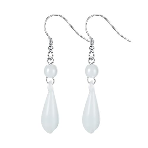 KSKAN Ohrringe Silber 925,925 Sterling Silber Opal Tropfen Ohrringe, Mondlicht Stein Tropfen Ohrringe, Elegante Ohrstecker, Schmuck für Frauen Geburtstagsgeschenk von KSKAN