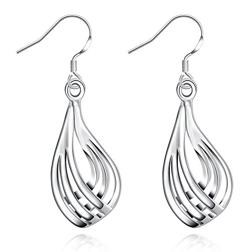 KSKAN Ohrringe Silber 925,925 Sterling Silber Twist Spirale Tropfenohrring, Twist Wavy Line Baumelnde Ohrringe, Mode Haken Baumelnde Ohrringe für Frauen Mädchen Geburtstagsgeschenk von KSKAN