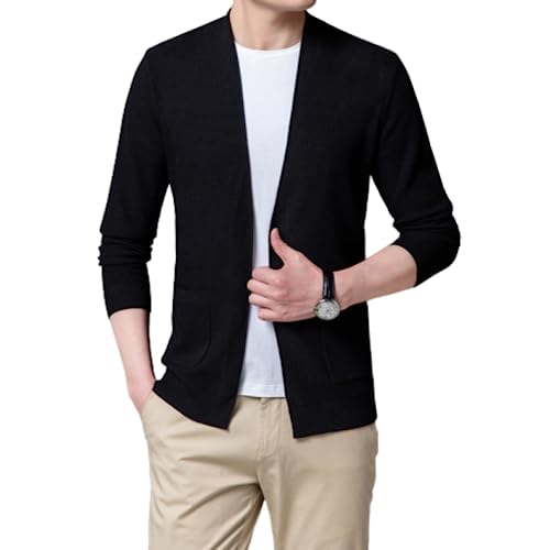 YANQSHM Strickjacke Herren,Herren Strickjacke Feiner Gestrickter Wollpullover Vintage Strickpullover Freizeithemd Strickjacke Jacke Mit Frontöffnung Langarm Sweatshirt Leichte Übergangsjacke Schwa von YANQSHM