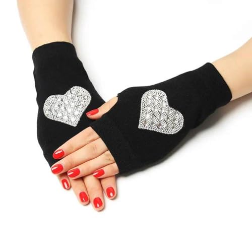 KSKAN Weiche Halbfingerhandschuhe Diamant-Herz Pulswärmer Daumenloch Touchscreen Handschuhe Winter Warm Fingerlose Fäustlinge Warm Für Männer Frauen Damen Weihnachtsgeschenke von KSKAN