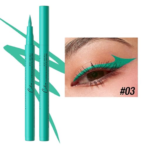 Mattes Liquid Eyeliner Pen, Wasserfest Bunt Eyeliner Pen, Pigmented With Long-lasitng Smudgeproof Stift Hält 24 Stunden+, Ultrapigmentiert, Schnell Trocknend Kreiert Definierte Linien (03#Green) von KSKAN