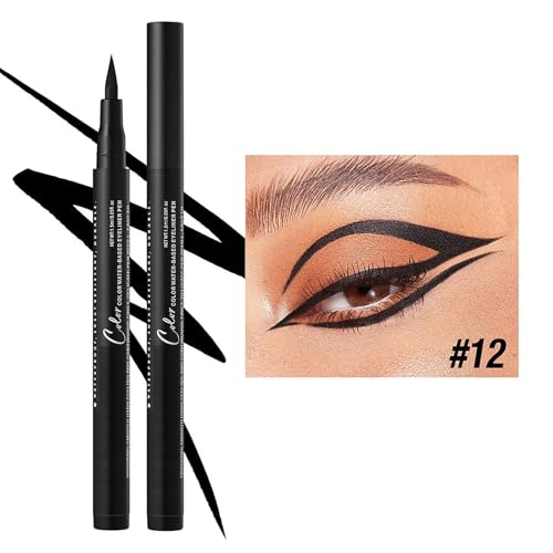 Mattes Liquid Eyeliner Pen, Wasserfest Bunt Eyeliner Pen, Pigmented With Long-lasitng Smudgeproof Stift Hält 24 Stunden+, Ultrapigmentiert, Schnell Trocknend Kreiert Definierte Linien (12#Black) von KSKAN