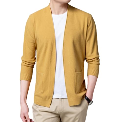 YANQSHM Strickjacken Für Herren,Herren Strickjacke Feiner Gestrickter Wollpullover Vintage Strickpullover Freizeithemd Strickjacke Jacke Mit Vorderer Öffnung Langarm Sweatshirt Leichte Übergangsj von YANQSHM