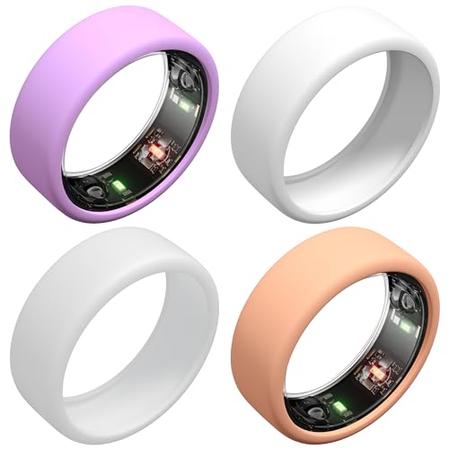 KSKSPE Ringabdeckung, kompatibel mit Oura-Ringschutz, elastische Silikon-Ringabdeckung für OURA-Ring, Gen 3, für Training, Damen und Herren, transparent + weiß + rosa + Roségold, Größe S für von KSKSPE