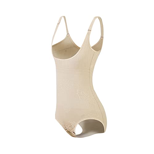 KSKshape Damen Shapewear Body Shaping Bodysuit Miederslip Postnatal Erholung Bauch Weg Taillenformer Figurformender,Beige,M von KSKshape