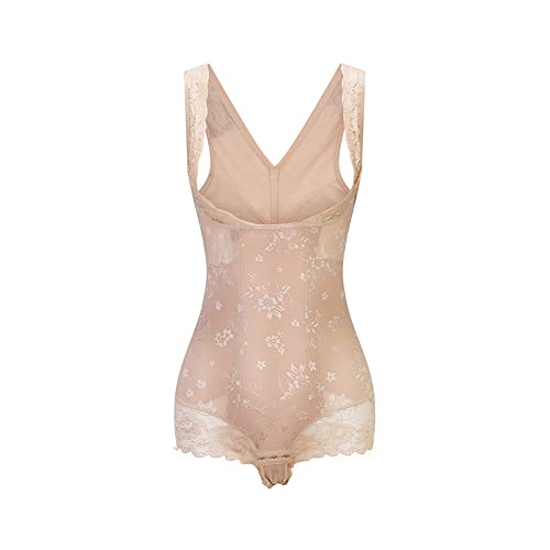 KSKshape Damen Shapewear Figurformender Formende Bodys Taillenformer Shaping Bodysuit mit Haken,Beige,XL von KSKshape