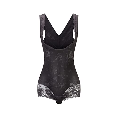 KSKshape Damen Shapewear Figurformender Formende Bodys Taillenformer Shaping Bodysuit mit Haken,Schwarz,M von KSKshape