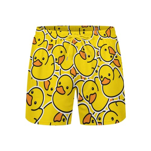 KSLIDS Herren-Badehose mit Kompressionsfutter, 2-in-1-Badeshorts, 12,7 cm Schrittlänge, schnell trocknend, Strand-Shorts, Ente 1, XXL von KSLIDS