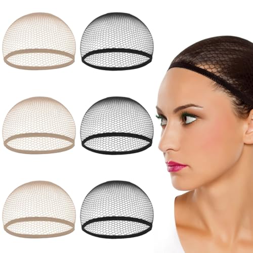6 Stück Haarnetz Nylon Wig Cap Haarnetz für Perücken Dehnbare Atmungsaktive Perücke Kappen Perückennetz Unterziehhaube Elastische Perücken Zubehör für Partys Ballett Bun Schlafende Frauen von KSOIQPU