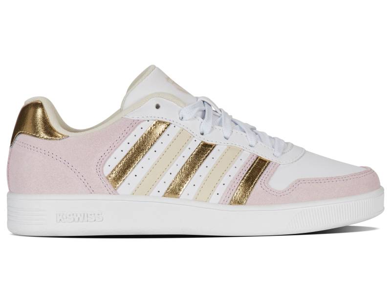 K-SWISS GRADESCHOOL COURT PALISADES WHITE/CALCITE PINK/WHITECAP GRAY/METALLIC CHAMPAGN von KSWISS-EU