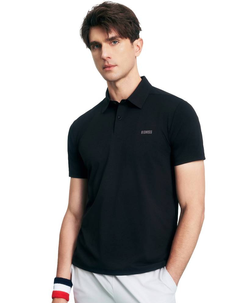 K-SWISS MENS A1 MEN'S UPF50+ SWEAT ABSORB QUICK-DRY POLO SHIRT BLACK von KSWISS-EU