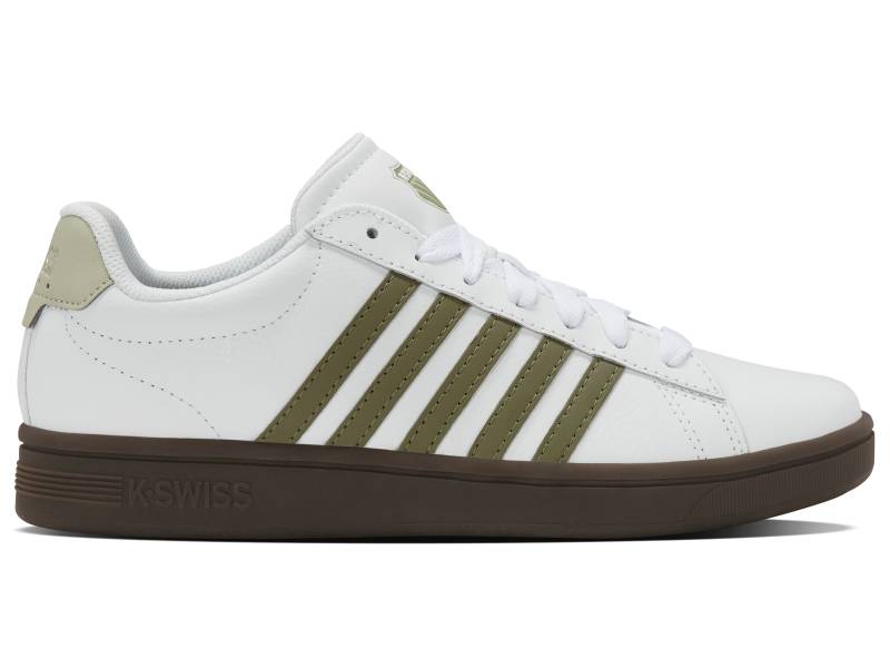 K-SWISS MENS COURT TIEBREAK II WHITE/BURNT OLIVE/COLA GUM/ALFALFA von KSWISS-EU