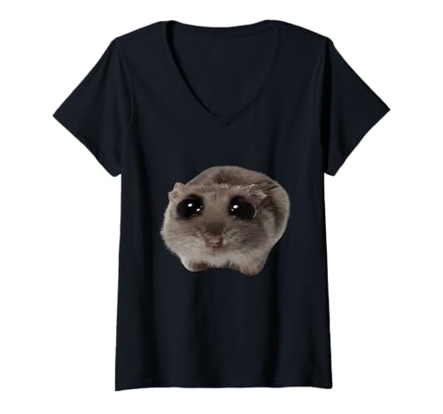 Damen Trauriges Hamster-Meme — Umarme das süße Leid T-Shirt mit V-Ausschnitt Damen Trauriges Hamster-Meme — Umarme das süße Leid T-Shirt mit V-Ausschnitt von KStudio