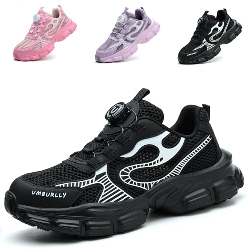 KTDYG Arbeitsschuhe Damen Leicht Sommer Sicherheitsschuhe Atmungsaktiv Sportlich Stahlkappenschuhe rutschfeste Schutzschuhe Mit Stahlkappe, Schwarz, 35EU von KTDYG