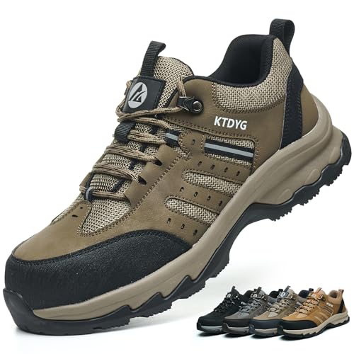 KTDYG Sicherheitsschuhe Arbeitsschuhe Herren Damen Leicht Sportlich Stahlkappenschuhe Atmungsaktiv rutschfest mit Stahlkappe, Grün, 37EU von KTDYG