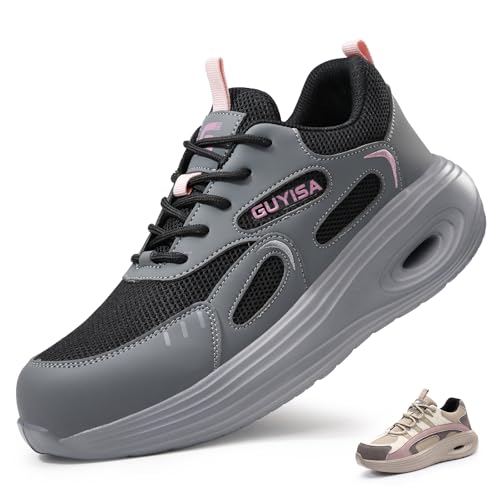 KTDYG Sicherheitsschuhe Damen Leicht Bequem Arbeitsschuhe Atmungsaktiv Sportlich Stahlkappenschuhe rutschfeste Schutzschuhe, Grau, 38EU KTDYG Sicherheitsschuhe Damen Leicht Bequem Arbeitsschuhe Atmungsaktiv Sportlich Stahlkappenschuhe rutschfeste Schutzschuhe, Grau, 38EU von KTDYG