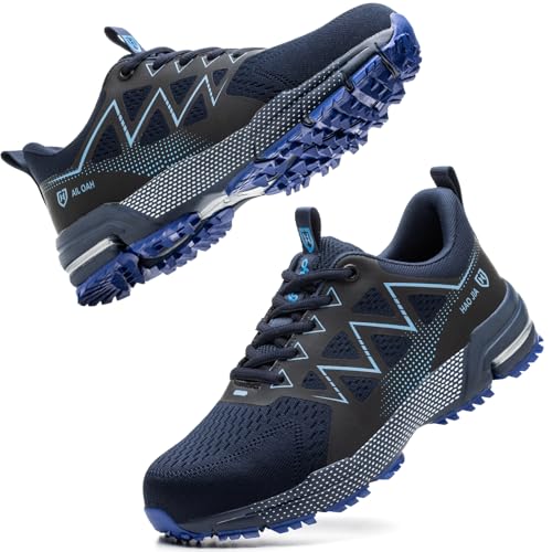 KTDYG Sicherheitsschuhe Herren Atmungsaktiv Arbeitsschuhe Damen Leicht Stahlkappe rutschfest Schutzschuhe, Blau, EU 39 von KTDYG