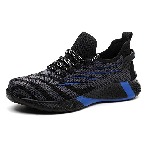 KTDYG Sicherheitsschuhe Herren Damen Arbeitsschuhe Leicht Sportlich Schutzschuhe Stahlkappe Sneaker, Blau, EU 48 von KTDYG