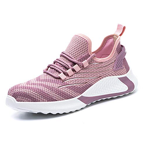 KTDYG Sicherheitsschuhe Herren Damen Arbeitsschuhe Leicht Sportlich Schutzschuhe Stahlkappe Sneaker, Pink, EU 36 von KTDYG