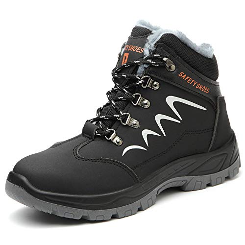 KTDYG Sicherheitsschuhe Herren Damen S3 Wasserdicht rutschfest Arbeitsschuhe Winter Sicherheitsstiefel mit Stahlkappe & Warm Gefütterte 36-48 von KTDYG