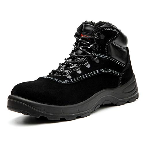 KTDYG Sicherheitsschuhe Herren Damen S3 Wasserdicht rutschfest Arbeitsschuhe Winter Sicherheitsstiefel mit Stahlkappe & Warm Gefütterte 36-48 von KTDYG