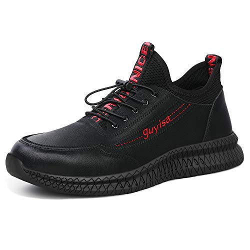 KTDYG Sicherheitsschuhe Herren S3 Leicht Wasserdicht Arbeitsschuhe Damen Stahlkappe rutschfest Schutzschuhe,Schwarz,Size 42 von KTDYG