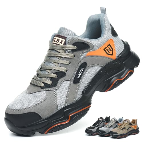 KTDYG Sicherheitsschuhe Herren Sommer Leicht Arbeitsschuhe Damen Atmungsaktiv mit Stahlkappe Stahlkappeschuhe Bequem Sportlich Schutzschuhe rutschfest, Grau, 41EU KTDYG Sicherheitsschuhe Herren Sommer Leicht Arbeitsschuhe Damen Atmungsaktiv mit Stahlkappe Stahlkappeschuhe Bequem Sportlich Schutzschuhe rutschfest, Grau, 41EU von KTDYG