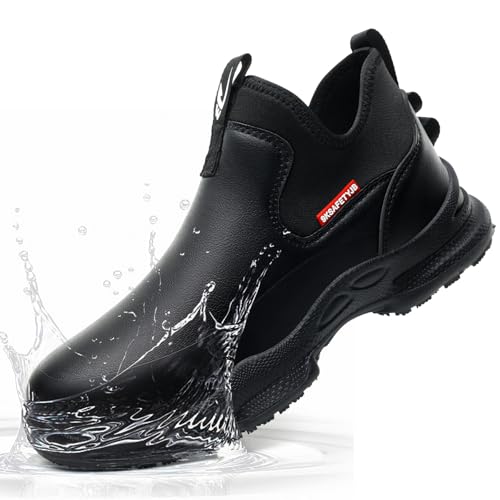 Kochschuhe Herren Damen rutschfeste Schuhe Wasserfeste Küche Arbeitsschuhe Leicht Koch Schuhe Männer Frauen Gastro Kellner Berufsschuhe OHNE-Stahlkappe, Schwarz, 37EU von KTDYG
