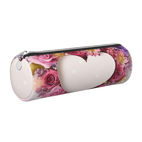Federmäppchen aus Leder mit Reißverschluss, ästhetischer Stifthalter, Kartenetui in Herzform, Blumen, für Damen und Herren, handgefertigt, multifunktional, Reise-Kosmetiktasche für Arbeit, Büro Federmäppchen aus Leder mit Reißverschluss, ästhetischer Stifthalter, Kartenetui in Herzform, Blumen, für Damen und Herren, handgefertigt, multifunktional, Reise-Kosmetiktasche für Arbeit, Büro von KTHSNSKL