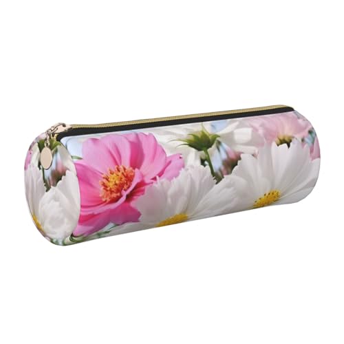 Federmäppchen aus Leder mit Reißverschluss, ästhetischer Stifthalter, rosa und weiße Blumen, Federmäppchen für Damen und Herren, handgefertigt, multifunktional, Reise-Kosmetiktasche für Arbeit, Büro Federmäppchen aus Leder mit Reißverschluss, ästhetischer Stifthalter, rosa und weiße Blumen, Federmäppchen für Damen und Herren, handgefertigt, multifunktional, Reise-Kosmetiktasche für Arbeit, Büro von KTHSNSKL
