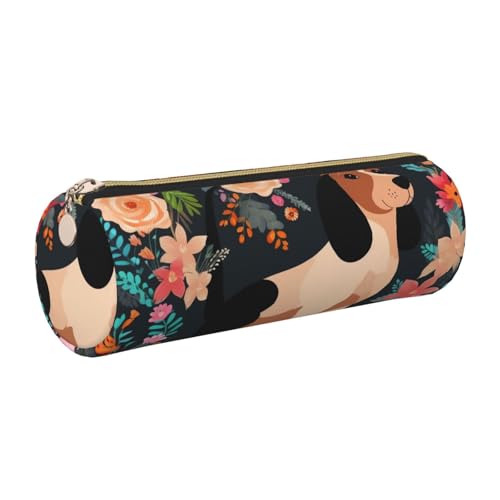 KTHSNSKL Federmäppchen aus Leder mit Reißverschluss, ästhetischer Stifthalter, Dackel, Blumenmuster, Federmäppchen für Damen und Herren, handgefertigt, multifunktional, Reise-Kosmetiktasche für Arbeit KTHSNSKL Federmäppchen aus Leder mit Reißverschluss, ästhetischer Stifthalter, Dackel, Blumenmuster, Federmäppchen für Damen und Herren, handgefertigt, multifunktional, Reise-Kosmetiktasche für Arbeit von KTHSNSKL