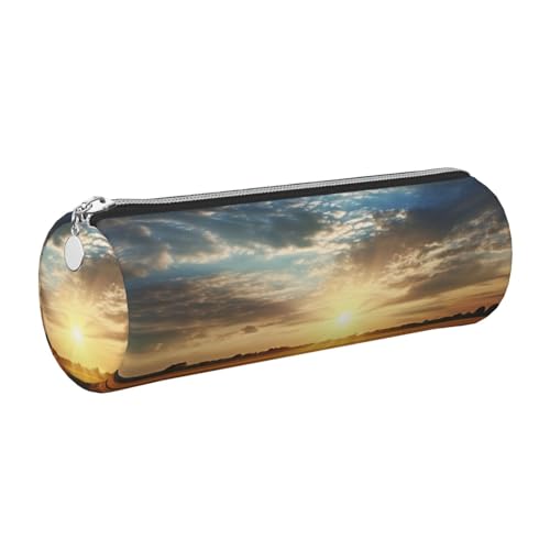 KTHSNSKL Federmäppchen aus Leder mit Reißverschluss, ästhetischer Stifthalter, Feld-Sonnenaufgang, Federmäppchen für Damen und Herren, handgefertigt, multifunktional, Reise-Kosmetiktasche für Arbeit KTHSNSKL Federmäppchen aus Leder mit Reißverschluss, ästhetischer Stifthalter, Feld-Sonnenaufgang, Federmäppchen für Damen und Herren, handgefertigt, multifunktional, Reise-Kosmetiktasche für Arbeit von KTHSNSKL